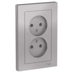 розетка 2-м б/з без шторок в сборе 16а atlasdesign алюминий/6 розетка 2-м б/з без шторок в сборе 16а atlasdesign алюминий/6
