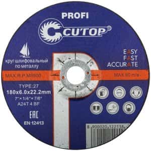 круг шлифовальный по металлу 180*6*22 "cutop profi t27" (25/50) круг шлифовальный по металлу 180*6*22 "cutop profi t27" (25/50)