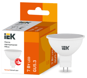 лампа led 3000k 7w mr16 софит 230в gu5,3 iek/10 лампа led 3000k 7w mr16 софит 230в gu5,3 iek/10