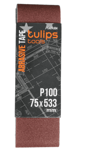 лента шлифовальная tulips tools, 75х533 мм, p100, 3 шт лента шлифовальная tulips tools, 75х533 мм, p100, 3 шт