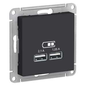 розетка usb a+а 5в/2,1 а 2х5в/1,05 а механизм,atlasdesign карбон/8 розетка usb a+а 5в/2,1 а 2х5в/1,05 а механизм,atlasdesign карбон/8