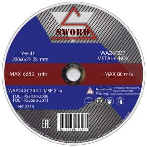 круг шлифовальный по металлу sword 230*6*22,23 мм a 24 rbf/20 круг шлифовальный по металлу sword 230*6*22,23 мм a 24 rbf/20