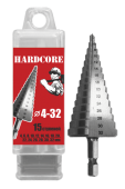 сверло по металлу шаговое 4-32 мм (15 ступ.) hardcore /142432/ (25шт/упак, 50шт/кор)